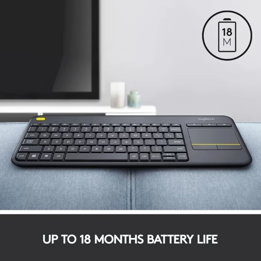 Logitech K400 Plus Wireless Keyboard for PC/TV & Laptop w/ Touch Pad & Receiver